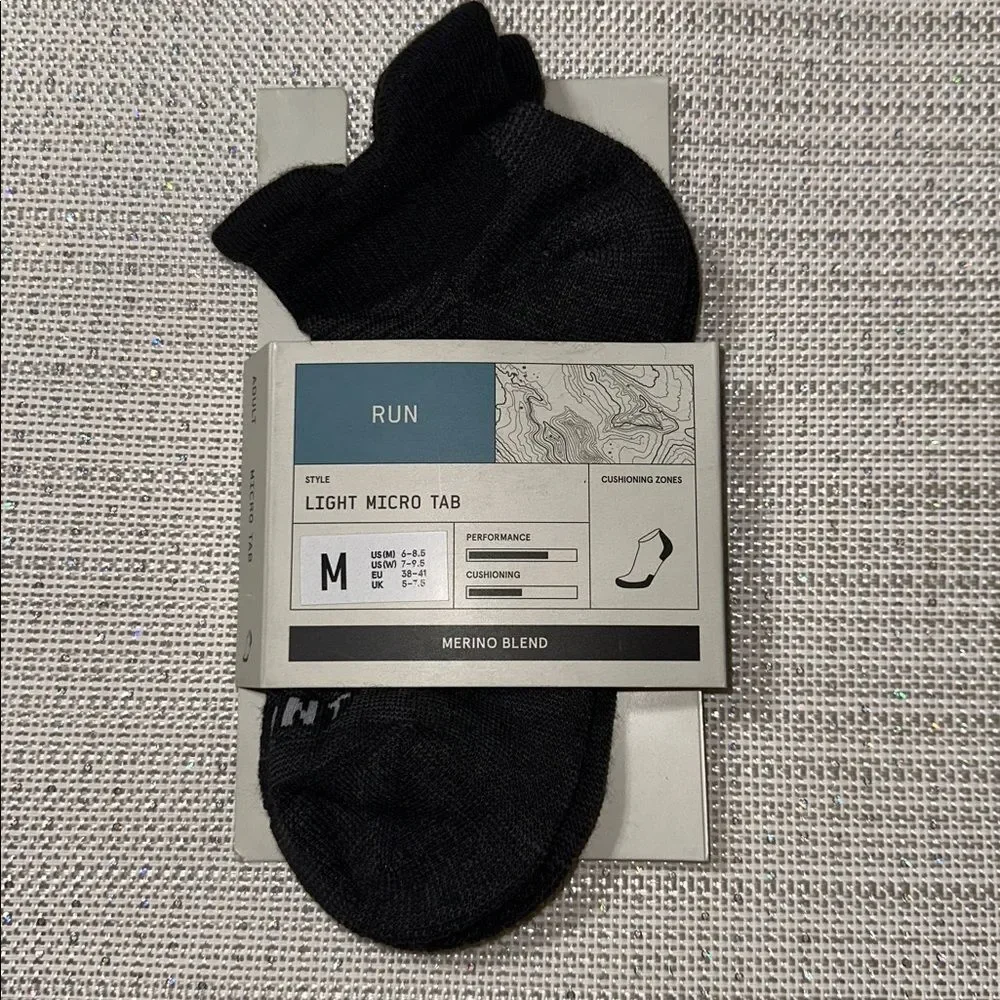 Le Bent Unisex Heather Black Targeted Cushion Micro Tab Below Ankle Run Socks